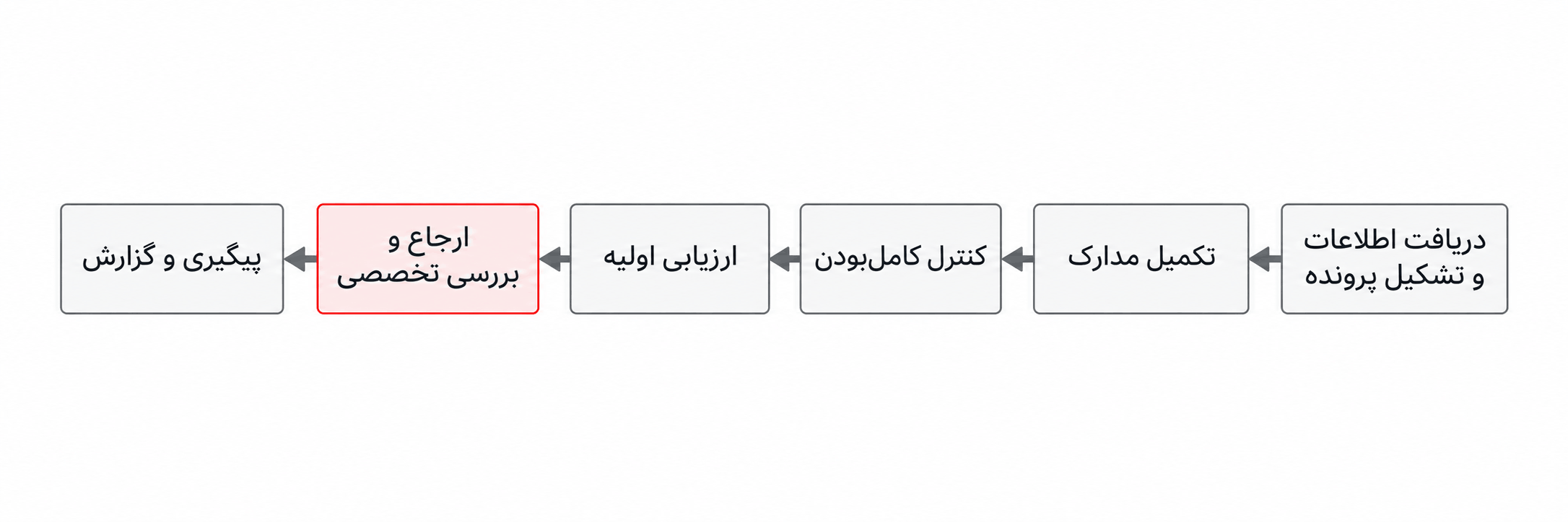 مسیر پرونده در خدمات حرفهای مسیر دریافت اطلاعات، تکمیل مدارک، ارزیابی اولیه، بررسی تخصصی و گزارش در خدمات حرفهای
